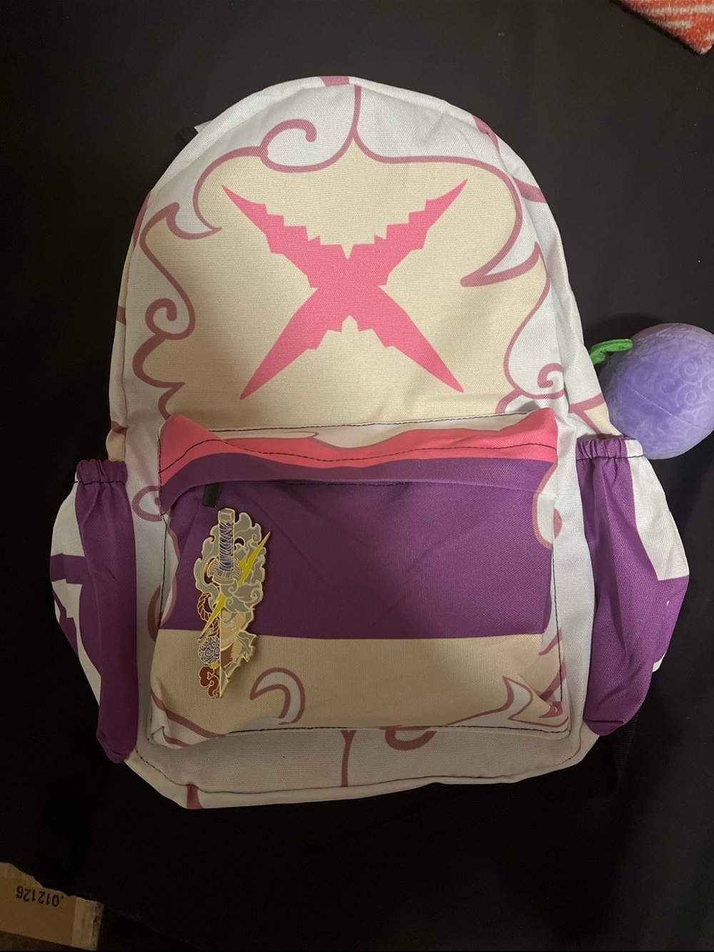 One Piece Gear 5 Back Pack With Pin And Nika Fruit Keychain